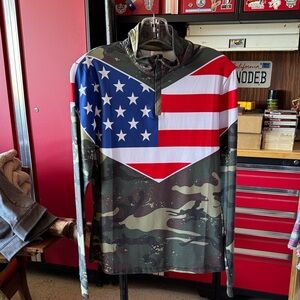 American Flag Camouflage Women's Button Down Shirt